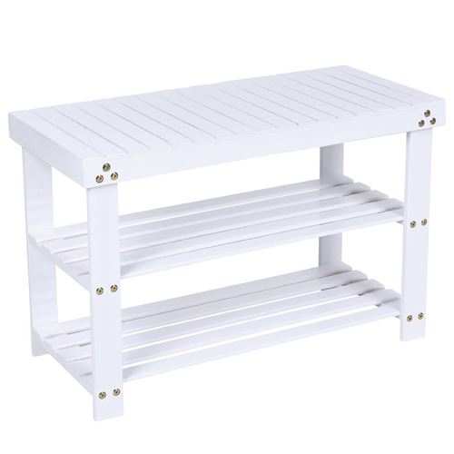 Meuble à chaussures banc banquette étagère armoire blanc 70 cm