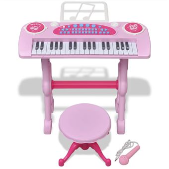 M SANMERSEN Piano à clavier pour enfants à 37 touches avec microphone,  jouet musical portable, cadeau d'anniversaire pour filles de 3, 4, 5, 6 ans
