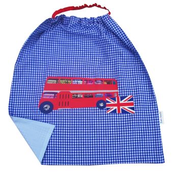 Serviette De Table Enfant A Elastique Carreaux Rouge Marine Bus