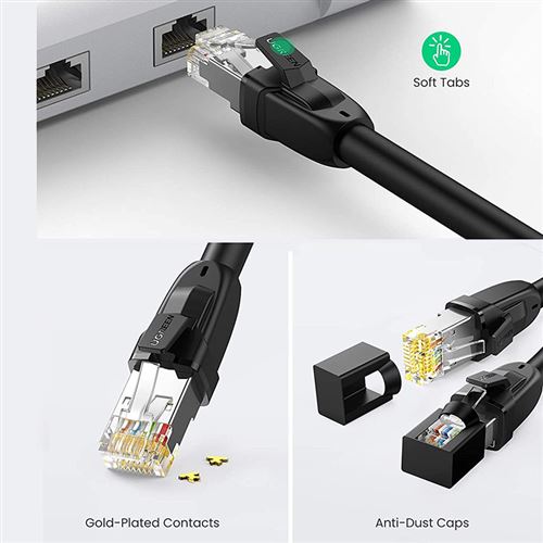 0€01 sur Cat 8 Câble Ethernet Réseau RJ45 Coton Tressé Haut Débit