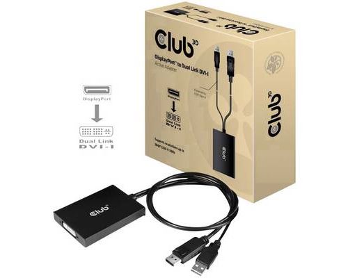 Adaptateur TV, écran club3D CAC-1010 [1x DisplayPort mâle, USB 2.0 type A mâle - 1x DVI femelle 24+5 pôles] noir