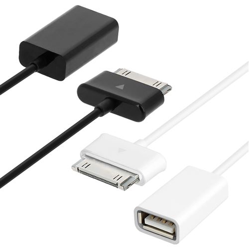 Adaptateur OTG iPhone/iPad/iPod 30 Broches vers USB Femelle Noir ou Blanc