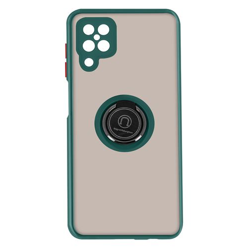 Coque pour Samsung Galaxy A12 Bi-matière Bague Métallique Fonction Support - vert