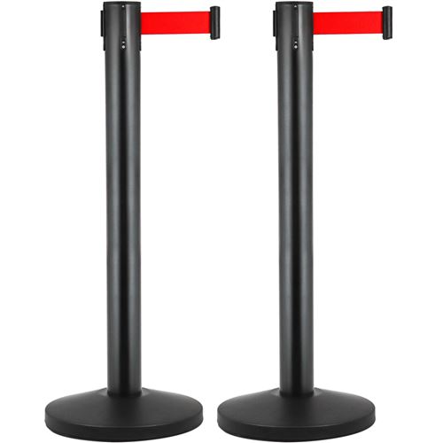 Poteau de séparation 2 pièces noir avec ruban extensible de 2 m 320 x 63 x 910 mm