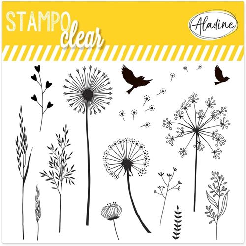 Tampon clear Aladine - Gramines - Planche 15 x 12,5 cm - 13 Stampo'clear