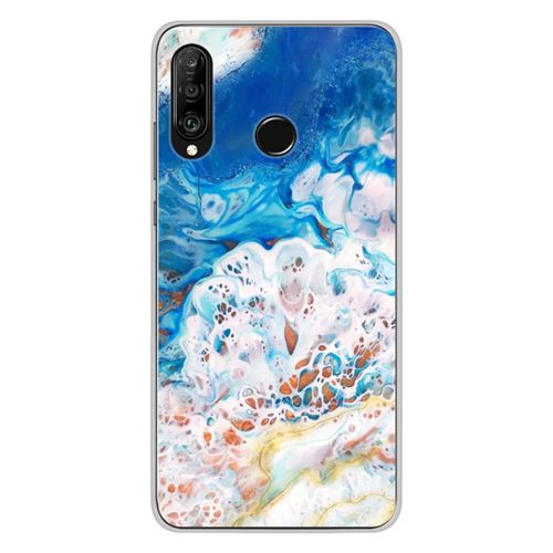 Coque en silicone imprimée compatible Huawei P30 Lite Marbre océan