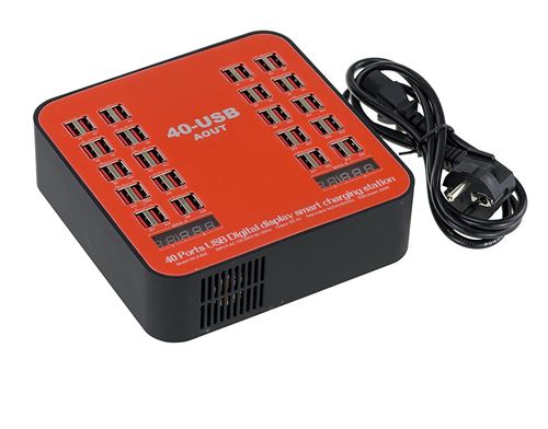 Station de charge USB 40 ports (3A port max) Puissance maximale 200W Puissance maximale 200W