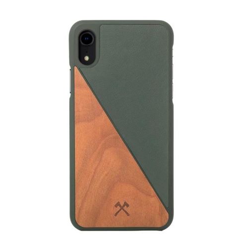 Woodcessories EcoSplit - Achterzijde behuizing voor mobiele telefoon - hout, leer - groen, kersrood - voor Apple iPhone XR