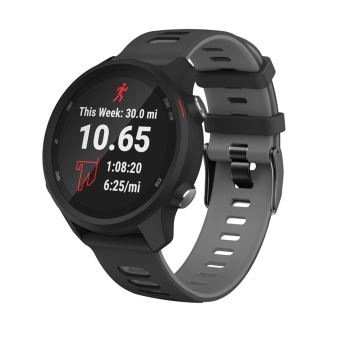 Bracelet de montre Compatible avec Garmin Forerunner 245/245M 20mm, Gel de silice - Noir - 1