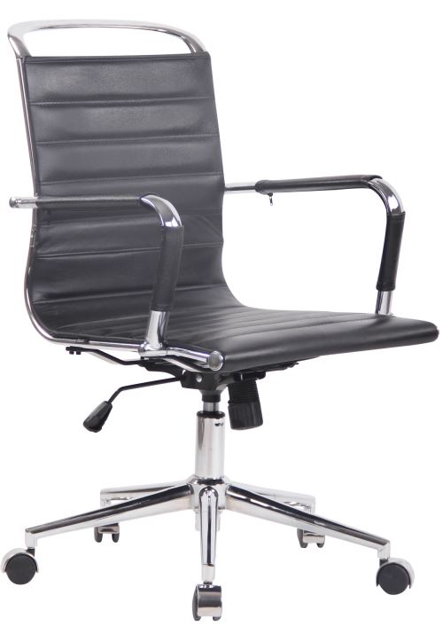 Chaise de Bureau Barton en véritable Cuir avec Design moderne et épuré - Hauteur Réglable Pivotant - Couleur Noir