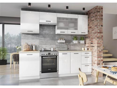BOBOCHIC Cuisine complète SENTIA 240 cm Blanc brillant