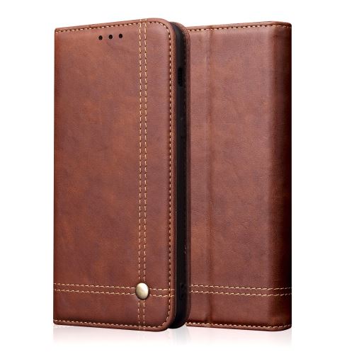 Etui en PU cheval fou de style rétro café pour votre Samsung Galaxy M20