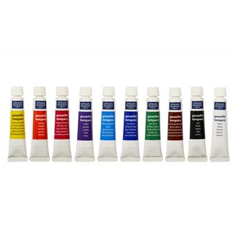 Set de 10 tubes de peinture gouache Lefranc Bourgeois avec pinceau