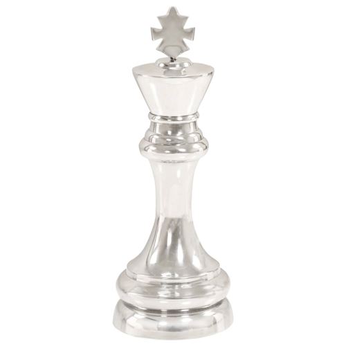 vidaXL Schaakkoning beeld 46 cm massief aluminium zilver