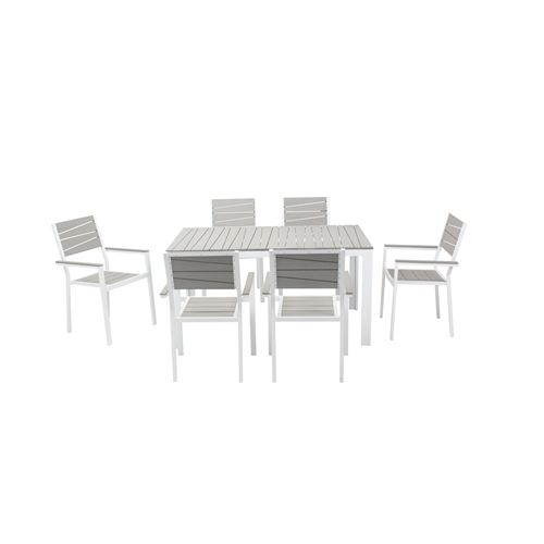 Siderno 6 : Salon de jardin en aluminium et polywood gris / blanc CONCEPT USINE