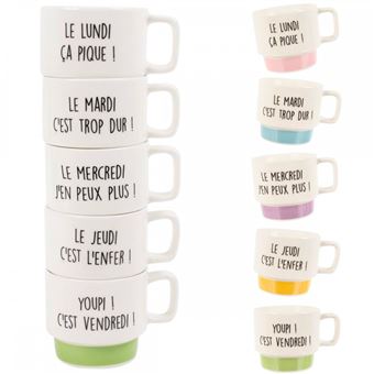 Coffret 5 tasses à café semaine