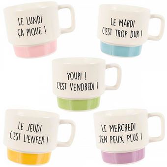 Coffret 5 tasses à café semaine