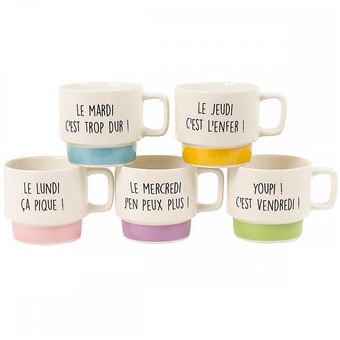 Coffret 5 tasses à café semaine