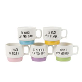 Coffret 5 tasses à café semaine