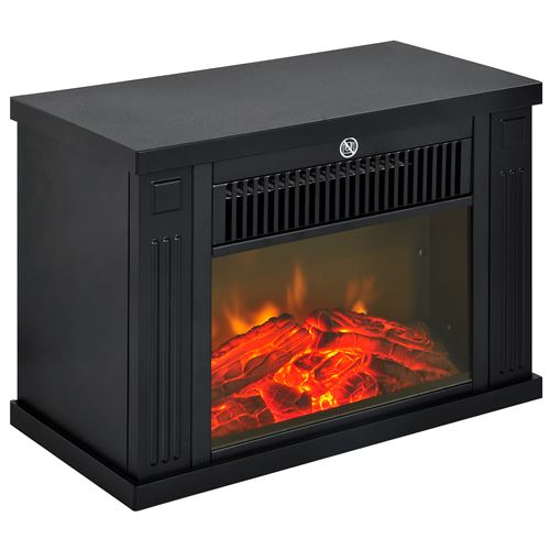 Chemin&eacute;e &eacute;lectrique HOMCOM po&ecirc;le contemporain noir - thermostat 600-1200 W 