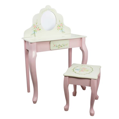 Table de toilette tabouret dressing miroir table Bouquet Teamson Kids W-5700AR