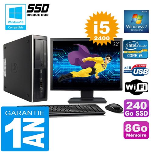 Pc hp compaq 8300 sff core i5-2400 ram 8go disque 240 go ssd wifi w7 ecran 22' État correct - Hewlett-Packard reconditionné disponible sur Fnac