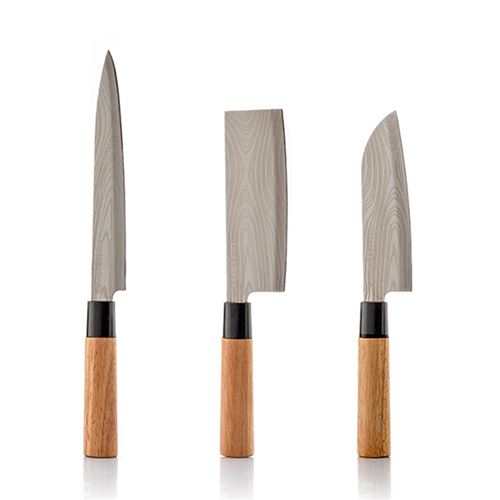 Couteaux de cuisine japonais, manches en bois, lames en acier inoxydable et  housse de protection fournie - Couteau - Achat & prix