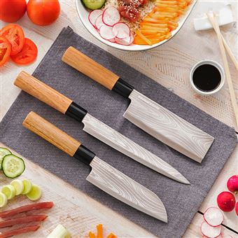 Pradel Excellence - Valise de 5 Couteaux de Cuisine + 6 Steaks - Manche  Bambou