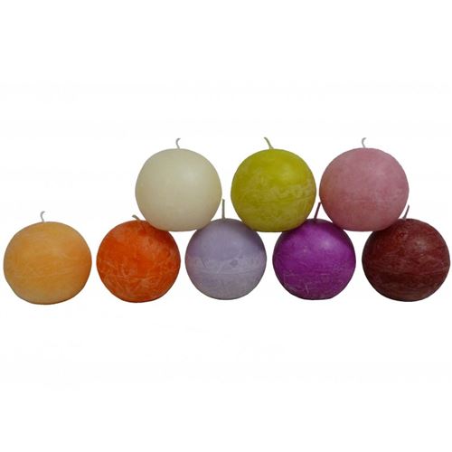 Bougie de Cire Forme Boule Parfumée Fruitée ou Florale pour Photophores ou à Poser 6x6x6cm