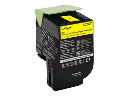 Lexmark 802XY - à rendement extrêmement élevé - jaune - originale - cartouche de toner - LCCP, LRP