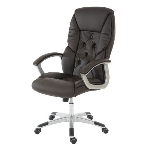 Fauteuil de bureau pro L42 XXL, charge 150kg, similicuir marron