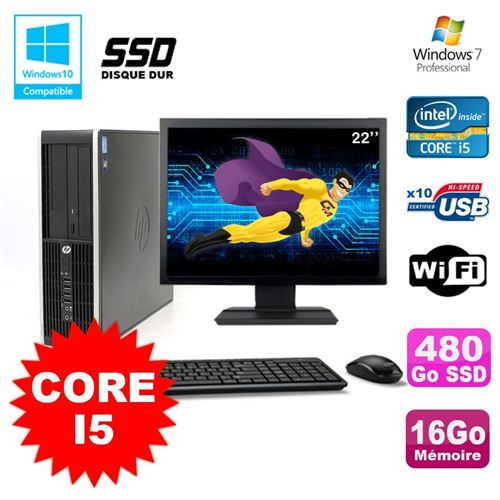 Pc hp elite 8100 sff intel core i5 3.2ghz 16go 480go ssd graveur wifi w722 État correct - Hewlett-Packard reconditionné disponible sur Fnac