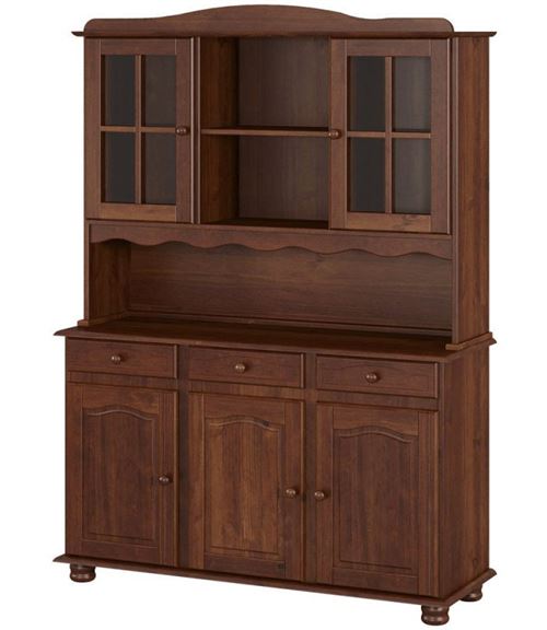 Paris Prix - Vaisselier 5 Portes Pin Massif kaya 130cm Chocolat