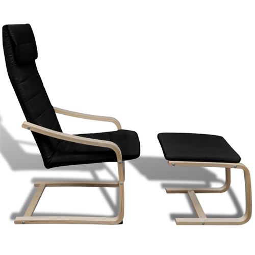 vidaXL Fauteuil avec cadre en bois cintré Tissu Noir vidaXL Fauteuil avec cadre en bois cintré Tissu Noir