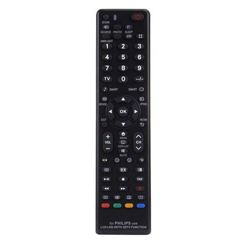 YONIS T&eacute;l&eacute;commande Universelle T&eacute;l&eacute;vision Philips LEDtv Lcdtv HDtv 3Dtv Piles Aaa Noir 