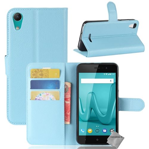 Housse etui coque pochette portefeuille pour Wiko Lenny 4 avec verre trempe - BLEU