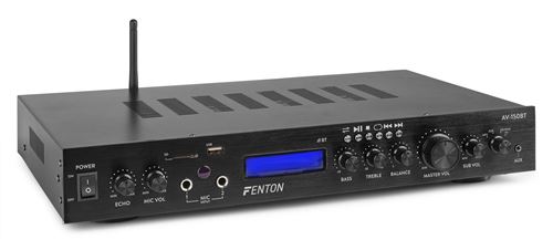 Amplificateur 5 Canaux Fenton Av-150Bt – 2 X 100W + 3 X 60W, Bluetooth, Usb, Sd, 2 Entrées Micro, Entrée Ligne Rca, Réglage Graves/Aigus Et Echo