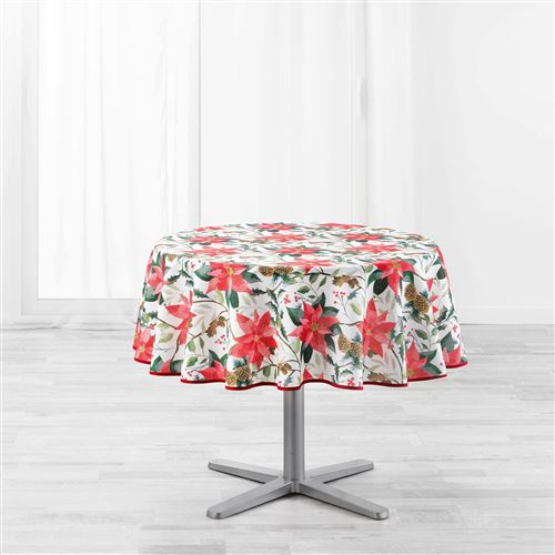 Nappe ronde (0) 180 cm polyester imprime la rosiere Blanc