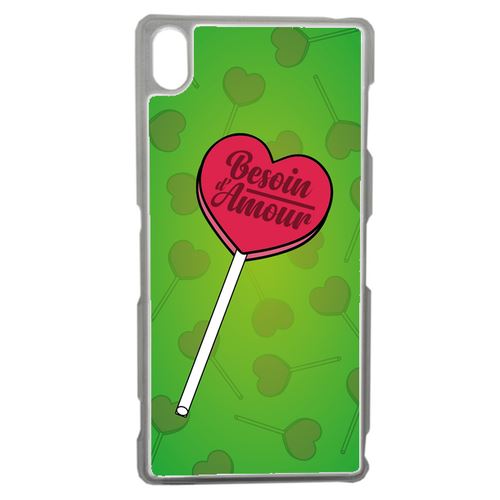 Coque Besoin Damour Fond Vert Compatible Sony Z3 Transparent