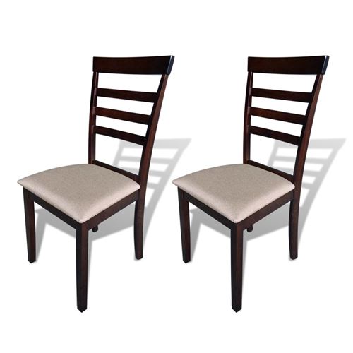 vidaXL Eetkamerstoelen 2 st massief hout en stof bruin en crème