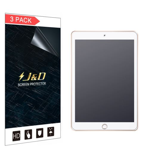 J&D Compatible pour 3 Paquets iPad 9.7 inch 2018 Protecteur d’Écran, [Anti-éblouissement] [NON Couverture Complète] Protecteur d’
