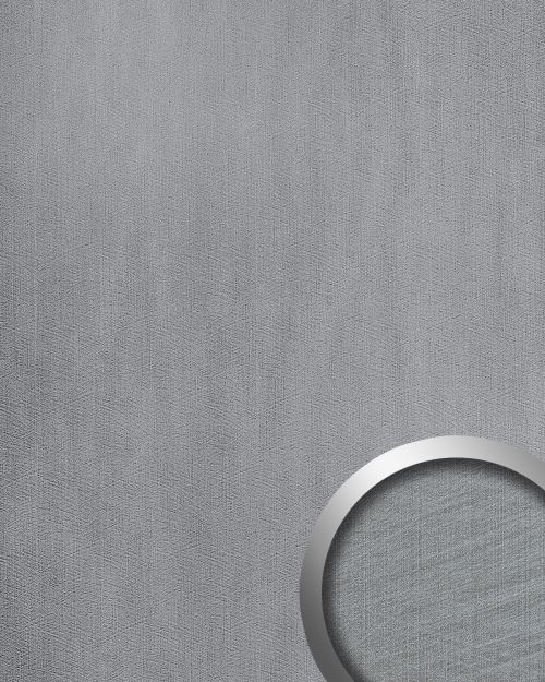 Panneau mural aspect métal WallFace 20193 METALLIC USED Silver AR lisse Revêtement mural used look brillant auto-adhésif résistant à l'abrasion argent gris-clair 2,6 m2