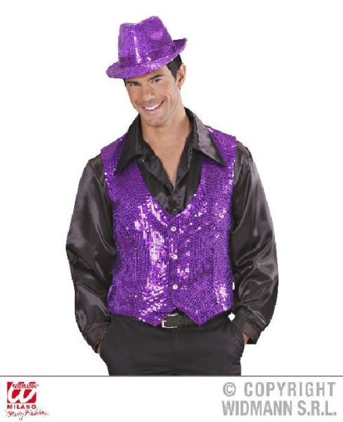 Gilet violet à paillettes homme - Taille L