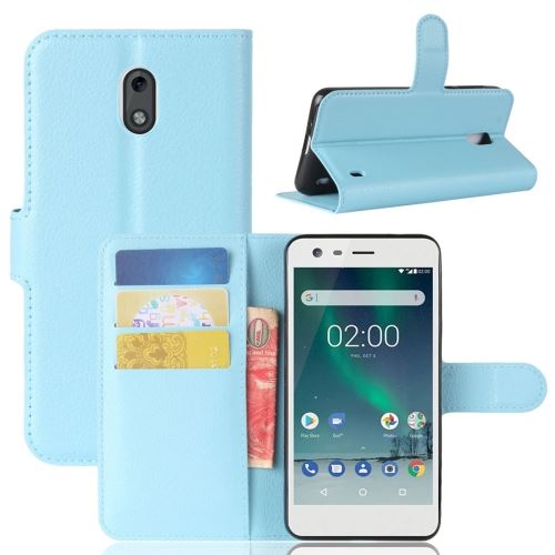 Nokia 2 Housse Etui Cuir PU Texture Litchi Bleu ALS54351