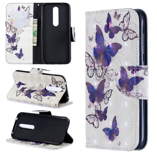Etui en PU motif imprimé avec support jolis papillons pour votre Nokia 4.2
