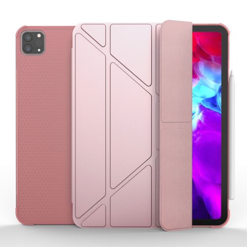 Etui en PU + TPU triple avec support et porte-stylo or rose pour votre Apple iPad Pro 11 pouces (2020)