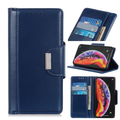 Etui en PU support avec fentes pour cartes bleu pour votre Samsung Galaxy M10
