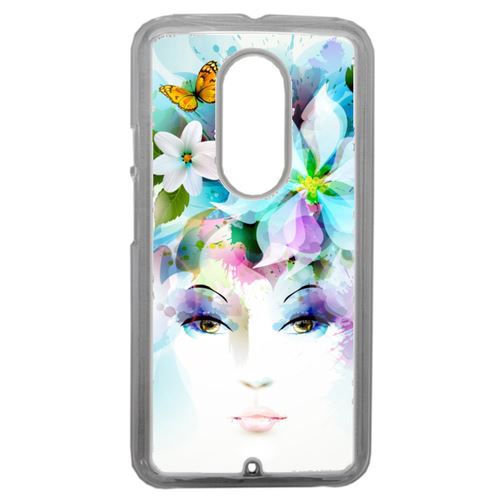Coque Girl And Flowers Compatible Motorola Moto X2 Transparent