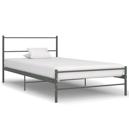 Vidaxl Gris Cadre De Lit Sans Matelas Métal 100X200 Cm