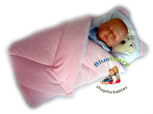 Blueberryshop chaud velours Swaddle Wrap Couverture/avec oreiller pour nouveau-né, Rose